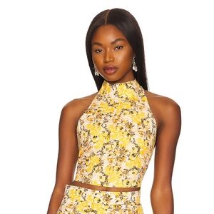 Floral Halter Top in Cream Multi
